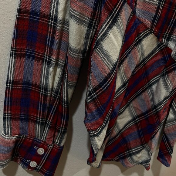 Sam Edelman Flannel Shirt Pockets Split Back Fall Size XS - Picture 6 of 8